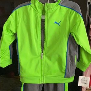 Puma track suite lime green and grey